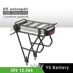 36V 12.5Ah E-Bike Batterie de Vélo Electrique, Porte-bagage pour 26-28 V Brake